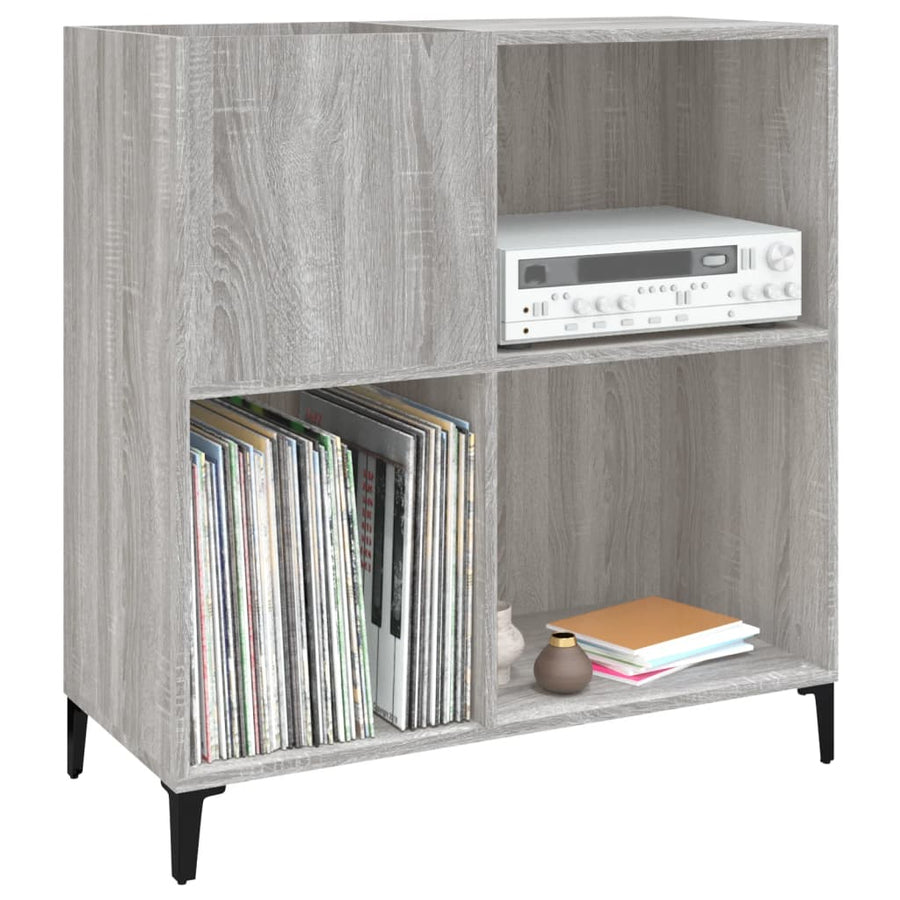 Platenkast 84,5X38X89 Cm Bewerkt Hout Grijs Sonoma Eikenkleurig