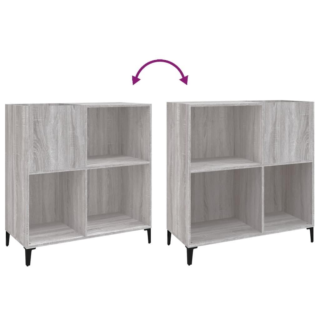 Platenkast 84,5X38X89 Cm Bewerkt Hout Grijs Sonoma Eikenkleurig