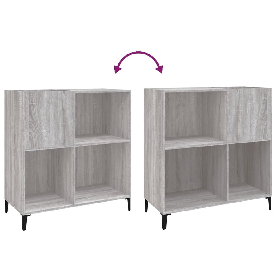 Platenkast 84,5X38X89 Cm Bewerkt Hout Grijs Sonoma Eikenkleurig
