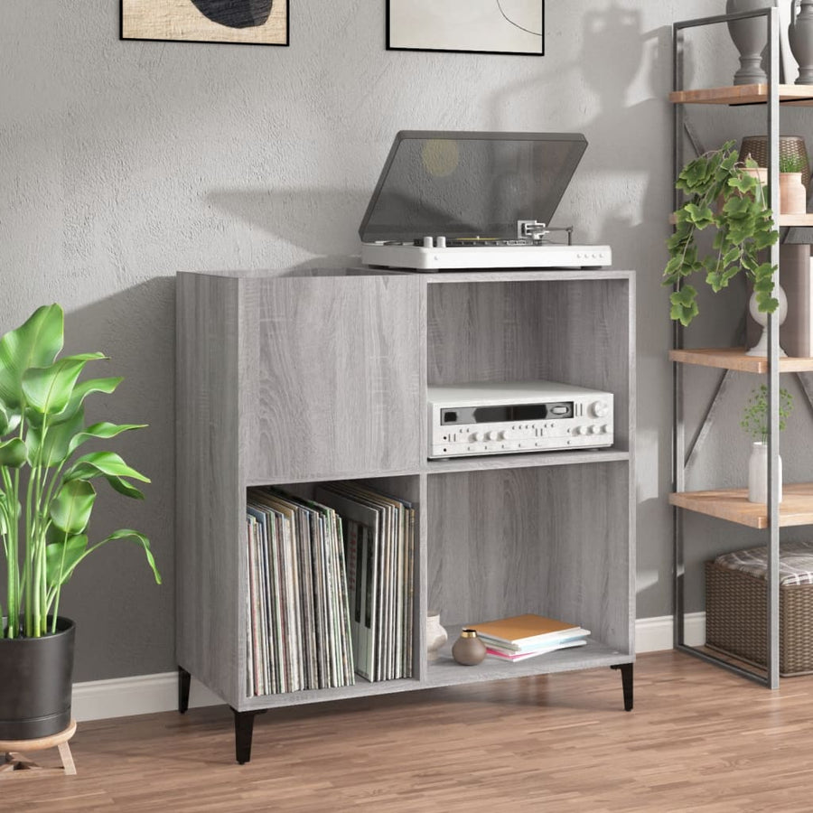 Platenkast 84,5X38X89 Cm Bewerkt Hout Grijs Sonoma Eikenkleurig