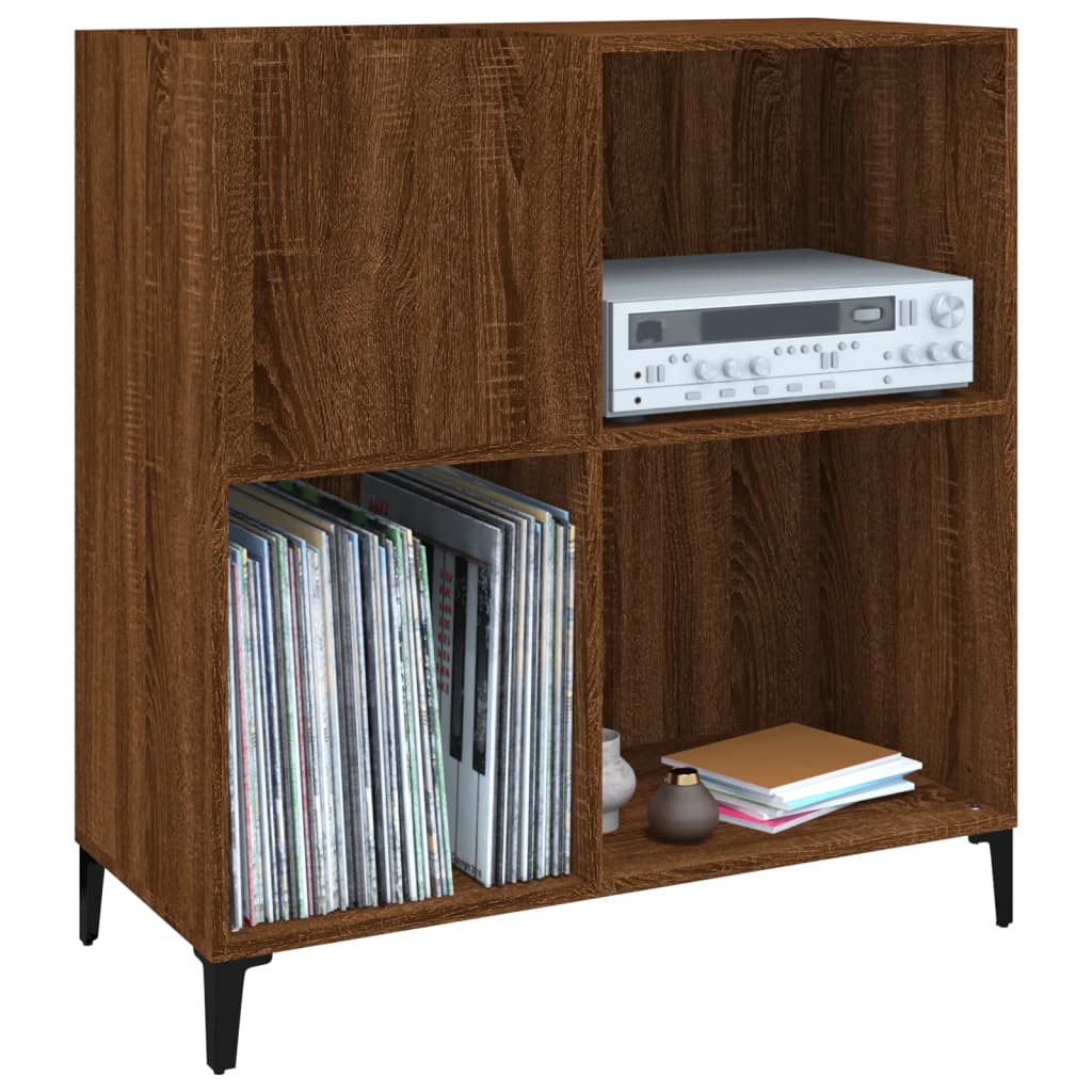 Platenkast 84,5X38X89 Cm Bewerkt Hout bruin eikenkleur