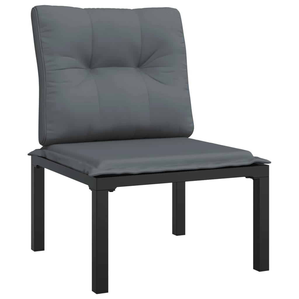 3-Delige Loungeset Met Kussens Poly Rattan Zwart En Grijs 2x hoek + midden