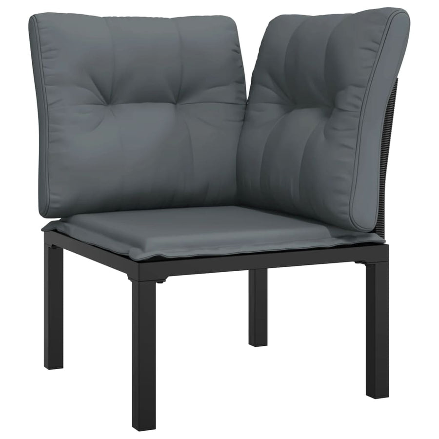 4-Delige Loungeset Poly Rattan Zwart En Grijs 2x hoek + midden + Tafel