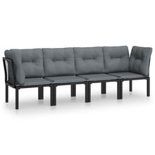 4-Delige Loungeset Poly Rattan Zwart En Grijs 2x hoek + 2x midden