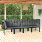 Loungeset poly rattan 4-delig zwart grijs