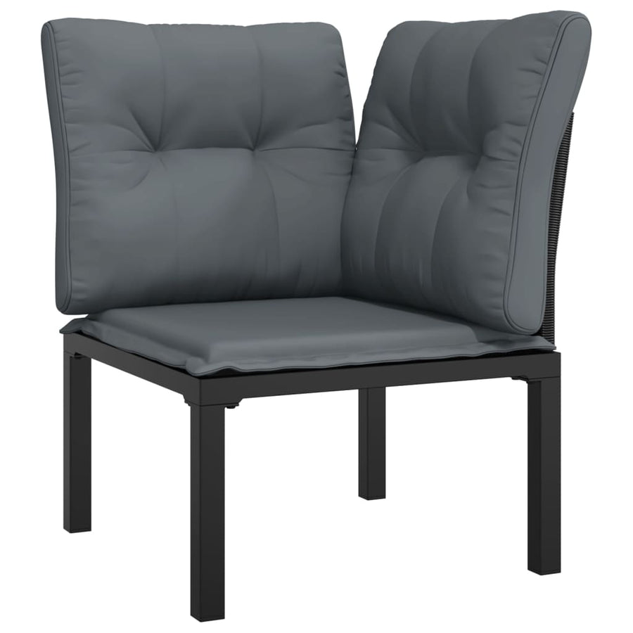 5-Delige Loungeset Poly Rattan Zwart En Grijs 2x hoek + 2x midden + Tafel