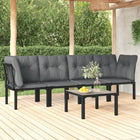 5-Delige Loungeset Poly Rattan Zwart En Grijs 2x hoek + 2x midden + Tafel