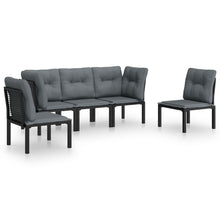 5-Delige Loungeset Poly Rattan Zwart En Grijs 2x hoek + 3x midden