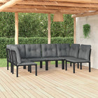 Loungeset 6-delig poly rattan zwart grijs