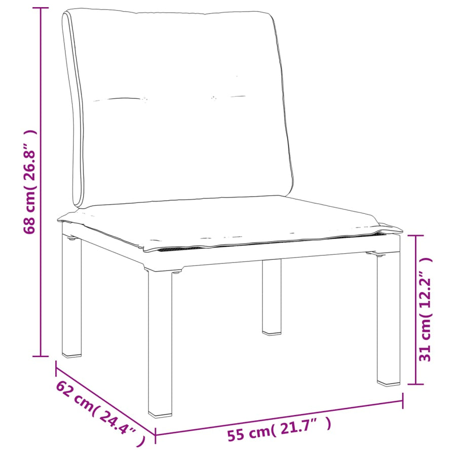 7-Delige Loungeset Poly Rattan Zwart En Grijs 2x hoek + 4x midden + Tafel