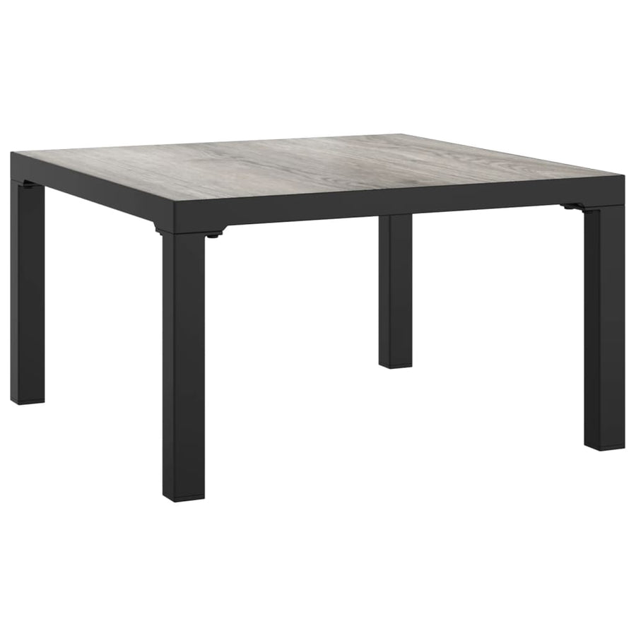 5-Delige Loungeset Poly Rattan Zwart En Grijs hoek + midden + 2x voetensteun + Tafel