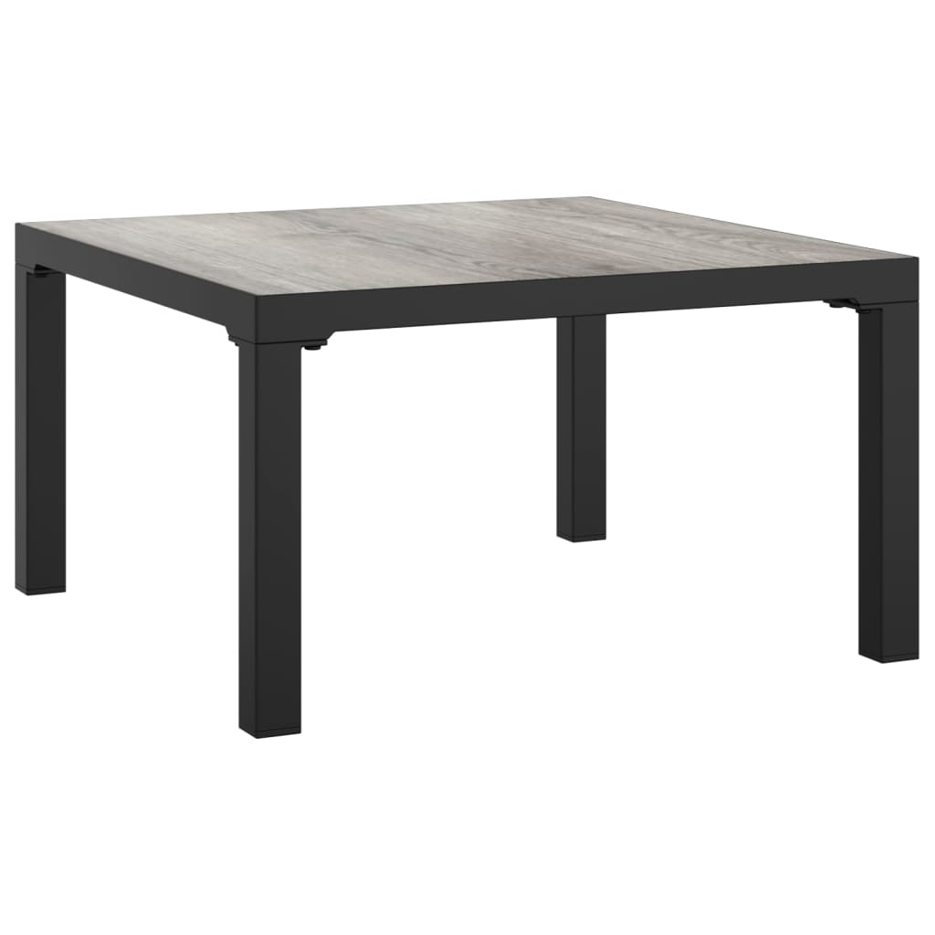 6-Delige Loungeset Poly Rattan Zwart En Grijs hoek + 3x midden + voetensteun + Tafel