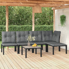 Loungeset 6-delig poly rattan zwart grijs