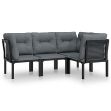 4-Delige Loungeset Poly Rattan Zwart En Grijs 3x hoek + midden
