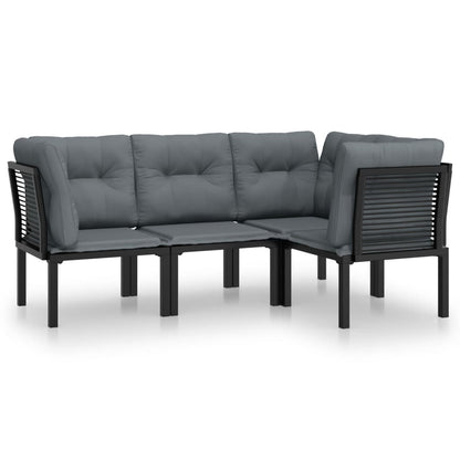 4-Delige Loungeset Poly Rattan Zwart En Grijs 3x hoek + midden