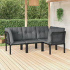 4-Delige Loungeset Poly Rattan Zwart En Grijs 3x hoek + midden