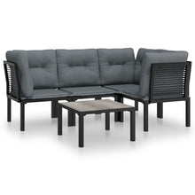 5-Delige Loungeset Poly Rattan Zwart En Grijs 3x hoek + midden + Tafel