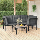 5-Delige Loungeset Poly Rattan Zwart En Grijs 3x hoek + midden + Tafel