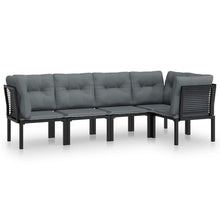 5-Delige Loungeset Poly Rattan Zwart En Grijs 3x hoek + 2x midden