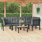 Loungeset 6-delig poly rattan zwart grijs