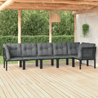 Loungeset 6-delig poly rattan zwart grijs