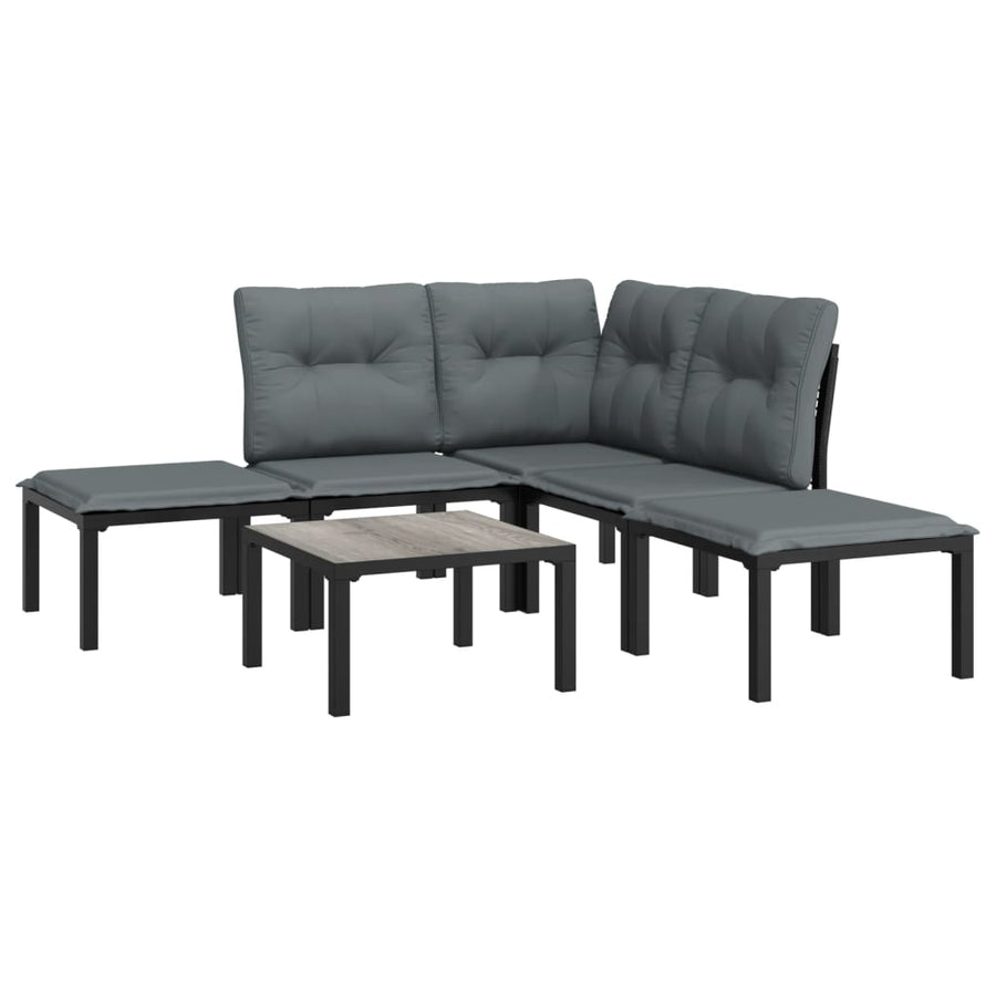 -Delige Loungeset Poly Rattan Zwart En Grijs 6