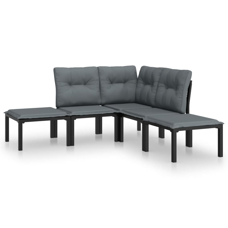 -Delige Loungeset Poly Rattan Zwart En Grijs 5