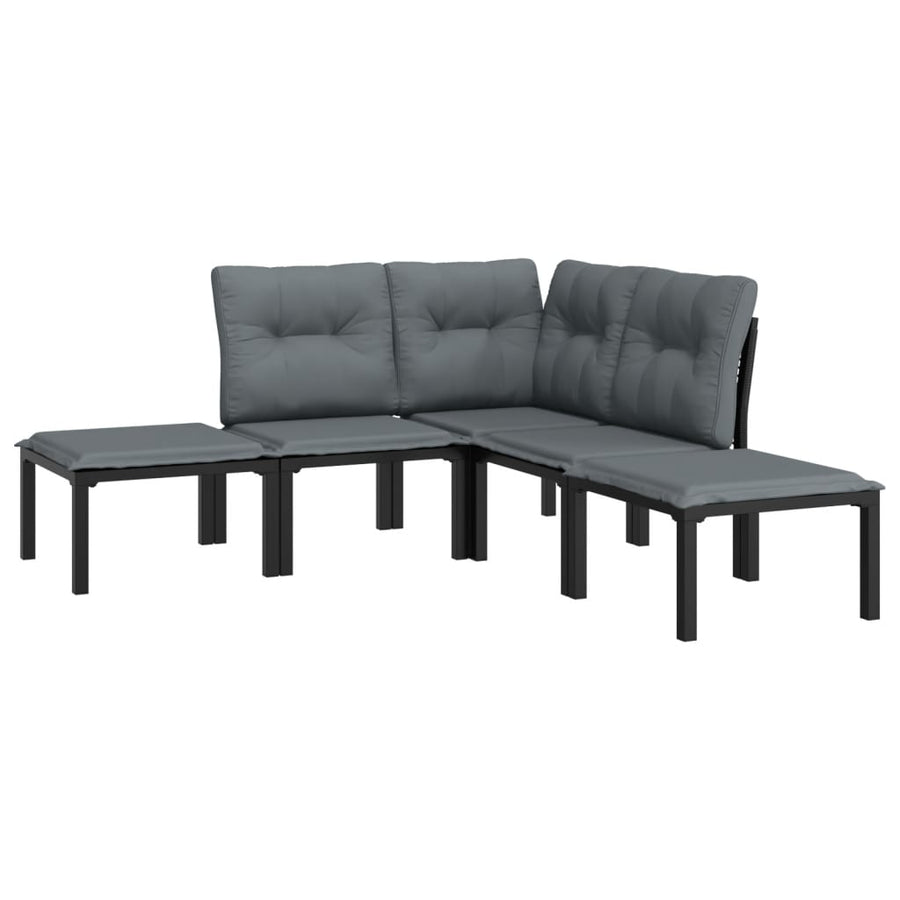 -Delige Loungeset Poly Rattan Zwart En Grijs 5