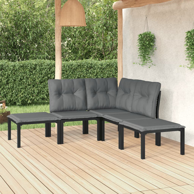 -Delige Loungeset Poly Rattan Zwart En Grijs 5