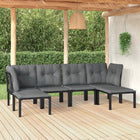 Loungeset 6-delig poly rattan zwart grijs