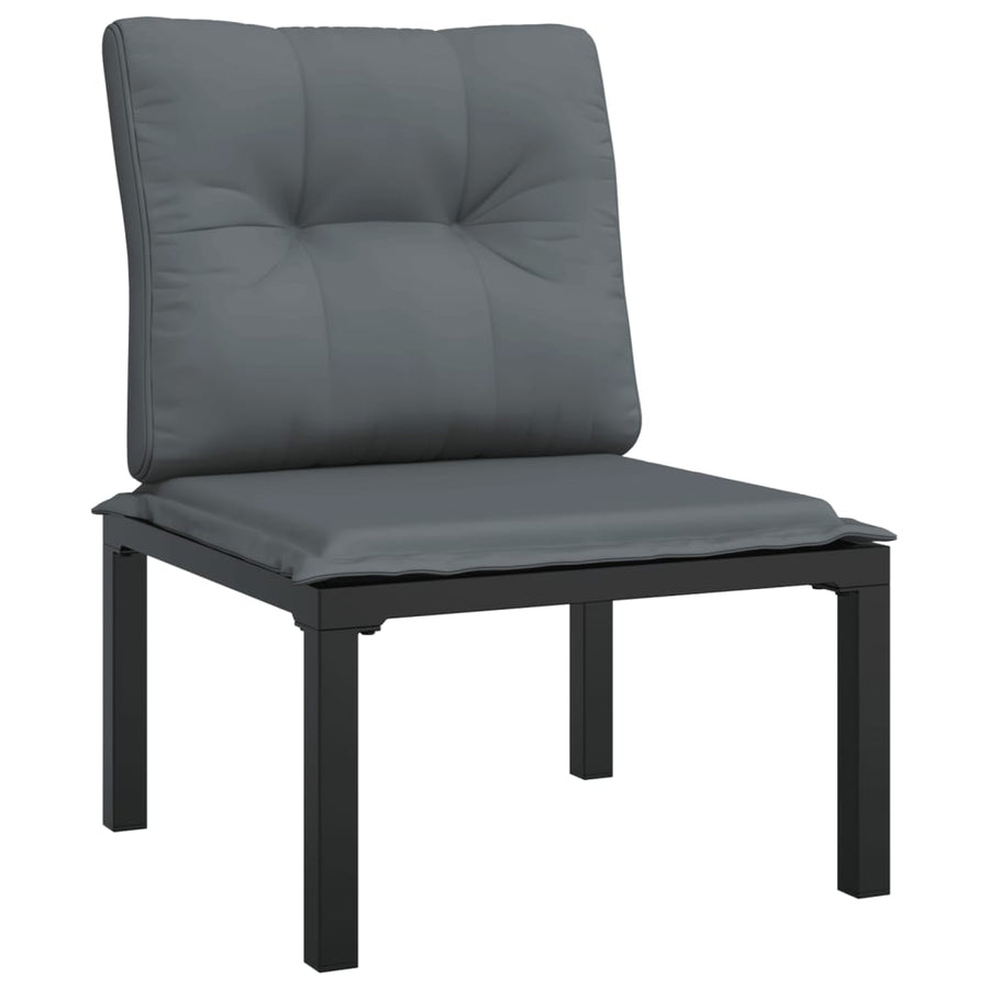 7-Delige Loungeset Poly Rattan Zwart En Grijs 2x hoek + 2x midden + 2x voetensteun + Tafel