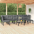Loungeset 8-delig poly rattan zwart grijs