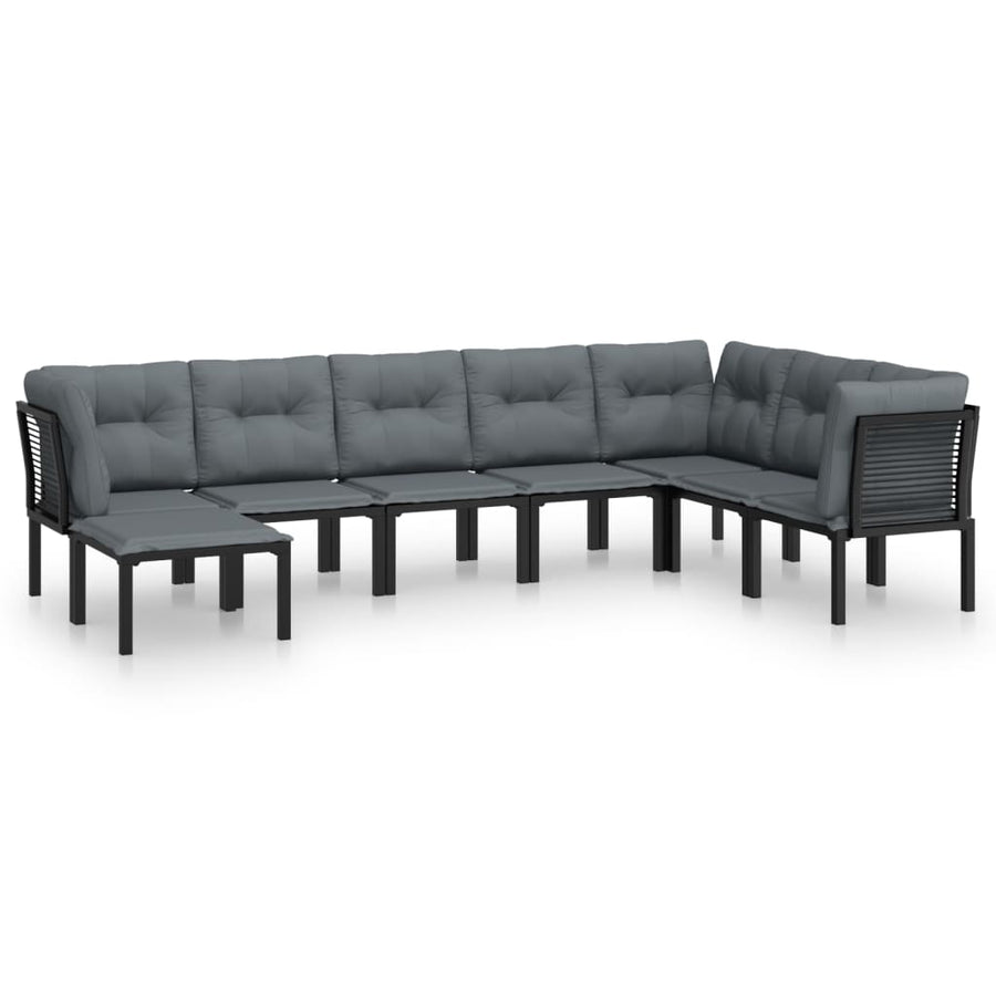 -Delige Loungeset Poly Rattan Zwart En Grijs 8