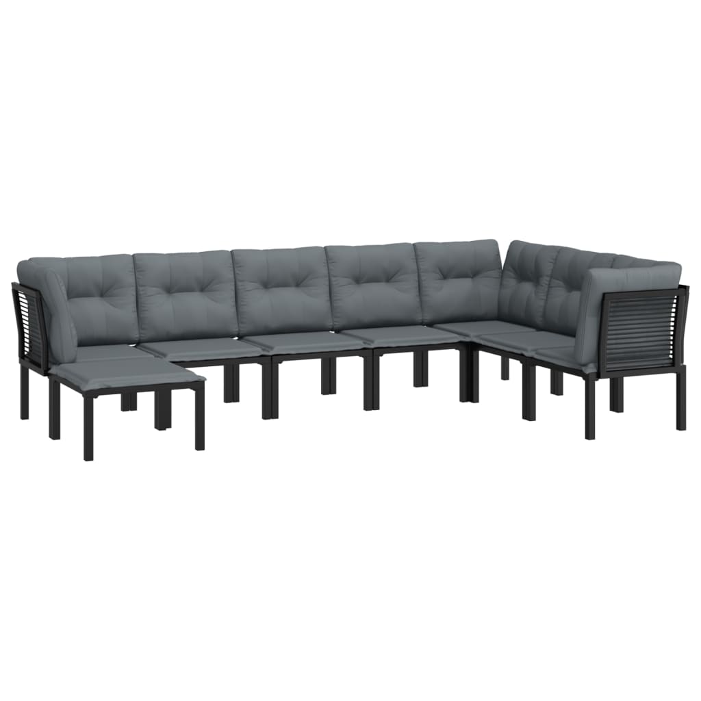 -Delige Loungeset Poly Rattan Zwart En Grijs 8