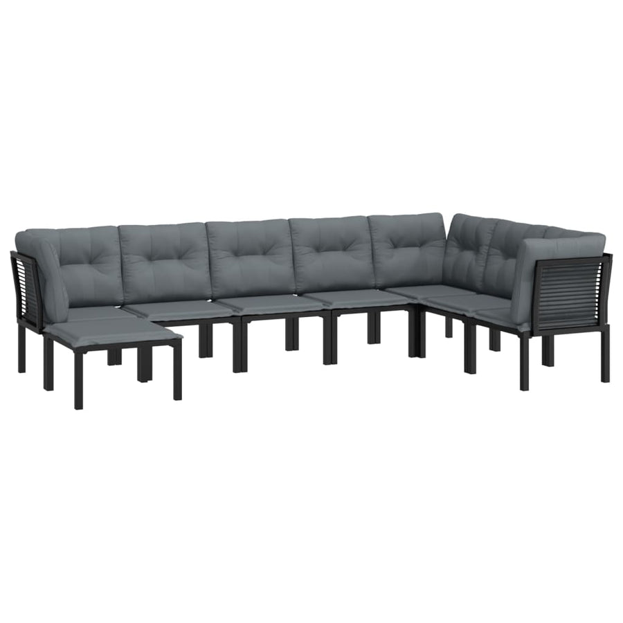-Delige Loungeset Poly Rattan Zwart En Grijs 8