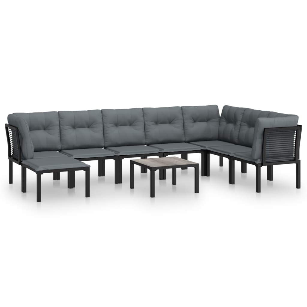 -Delige Loungeset Poly Rattan Zwart En Grijs 9