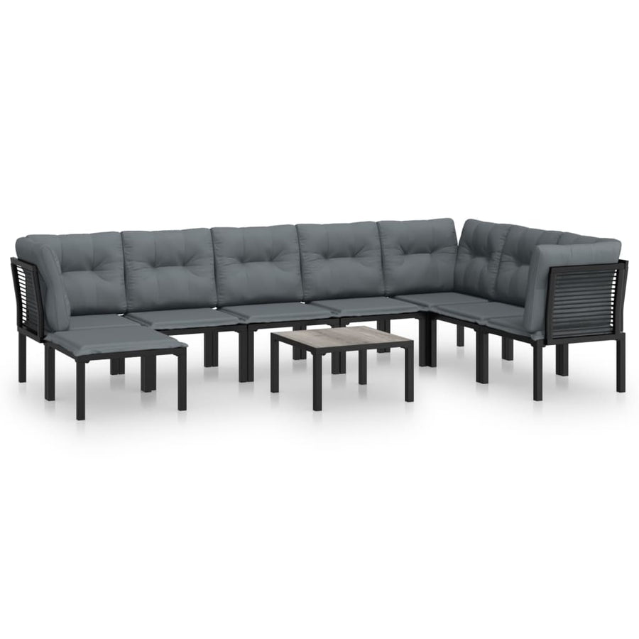 -Delige Loungeset Poly Rattan Zwart En Grijs 9