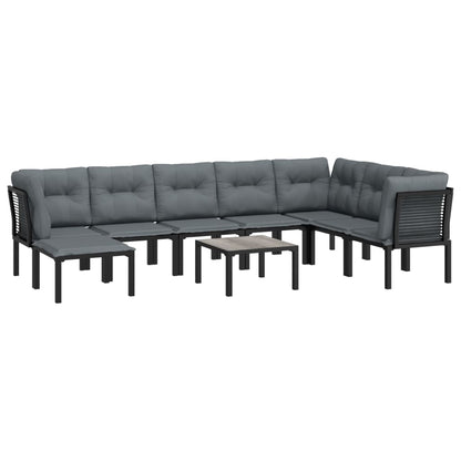 -Delige Loungeset Poly Rattan Zwart En Grijs 9