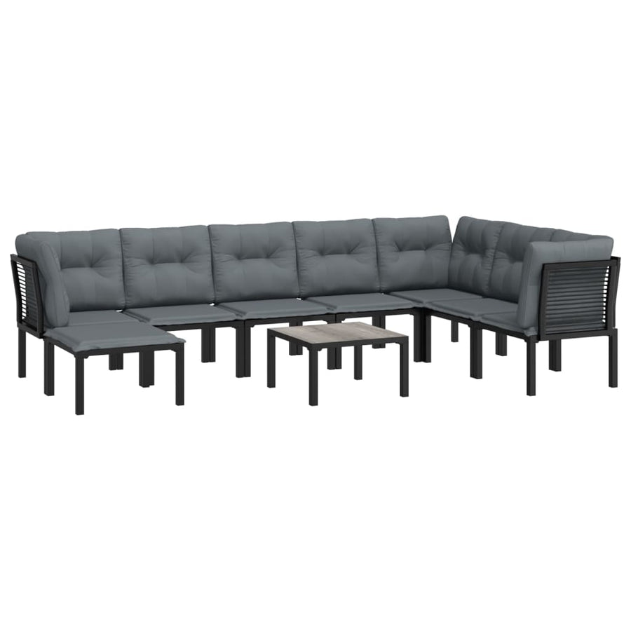 -Delige Loungeset Poly Rattan Zwart En Grijs 9