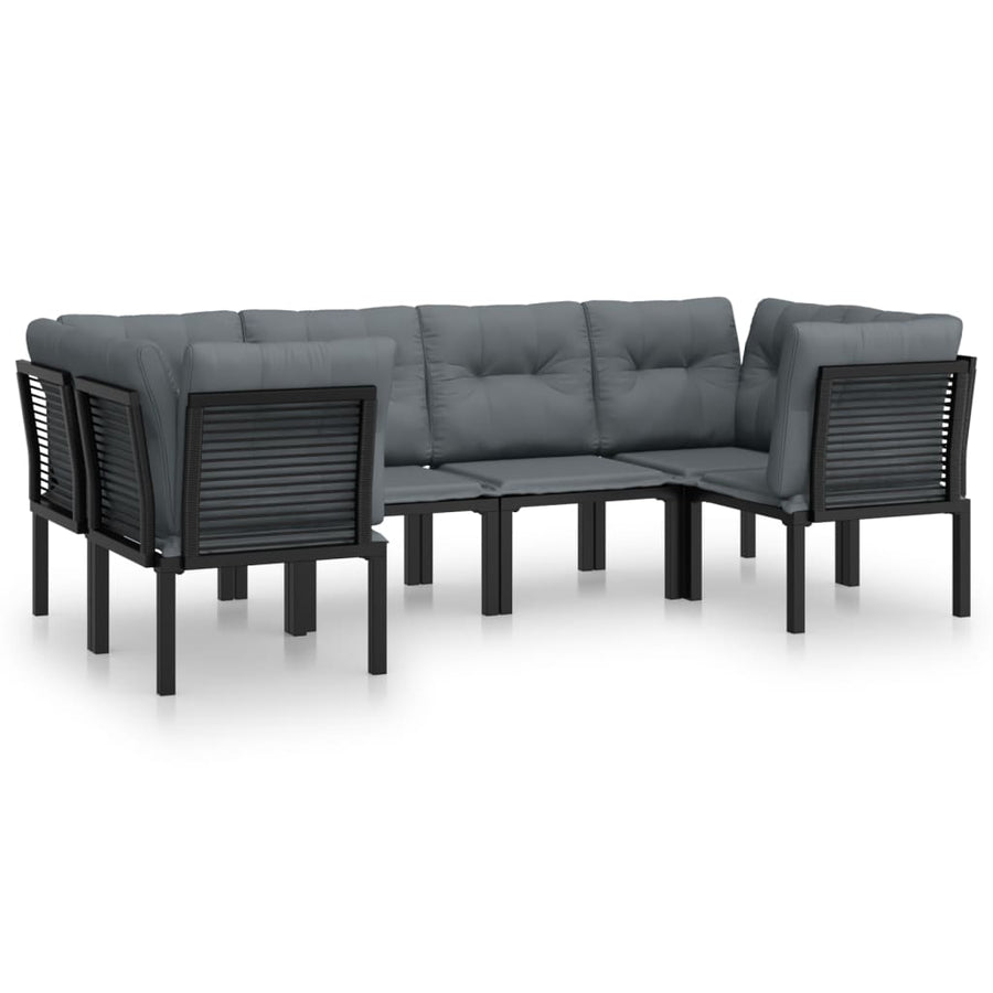 -Delige Loungeset Poly Rattan Zwart En Grijs 6