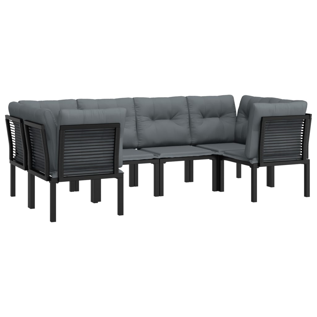 -Delige Loungeset Poly Rattan Zwart En Grijs 6