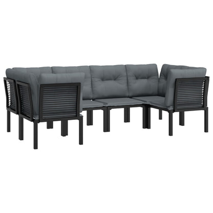 -Delige Loungeset Poly Rattan Zwart En Grijs 6