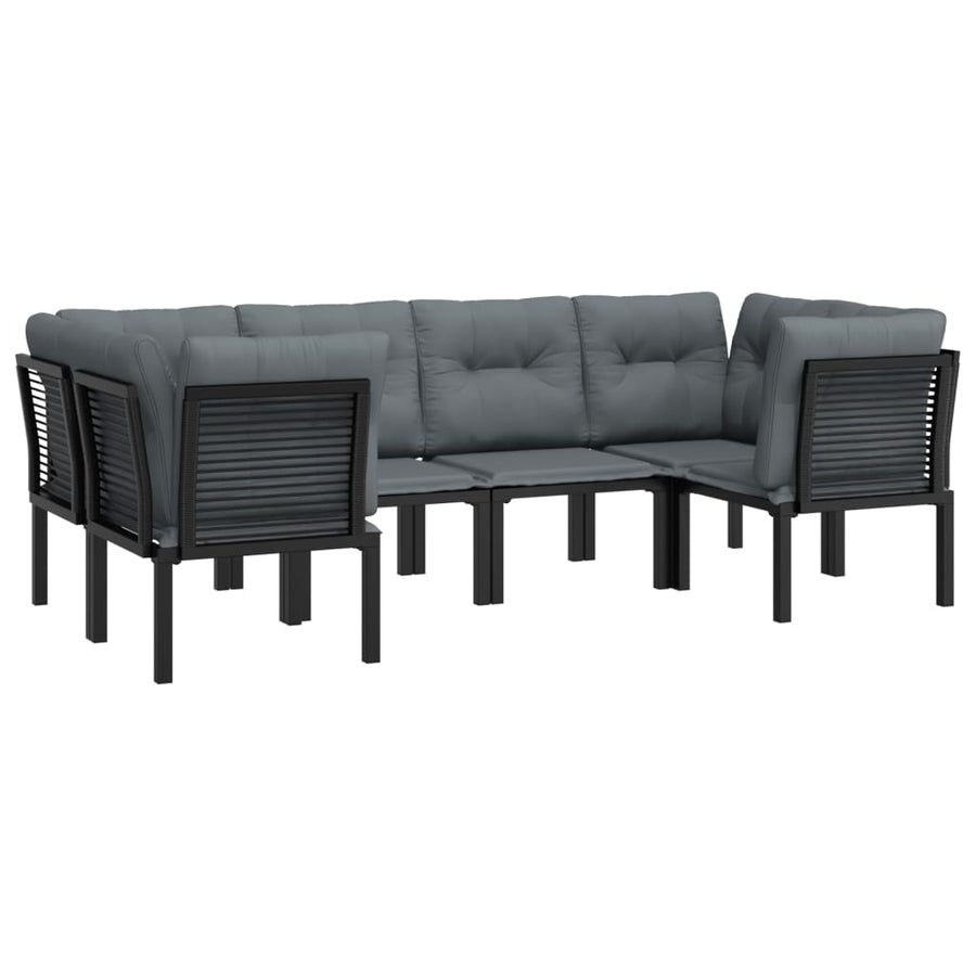 -Delige Loungeset Poly Rattan Zwart En Grijs 6