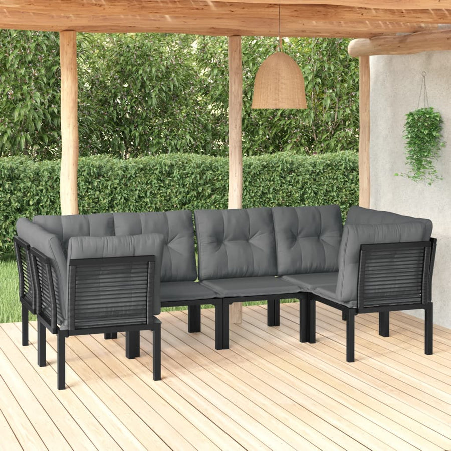 -Delige Loungeset Poly Rattan Zwart En Grijs 6