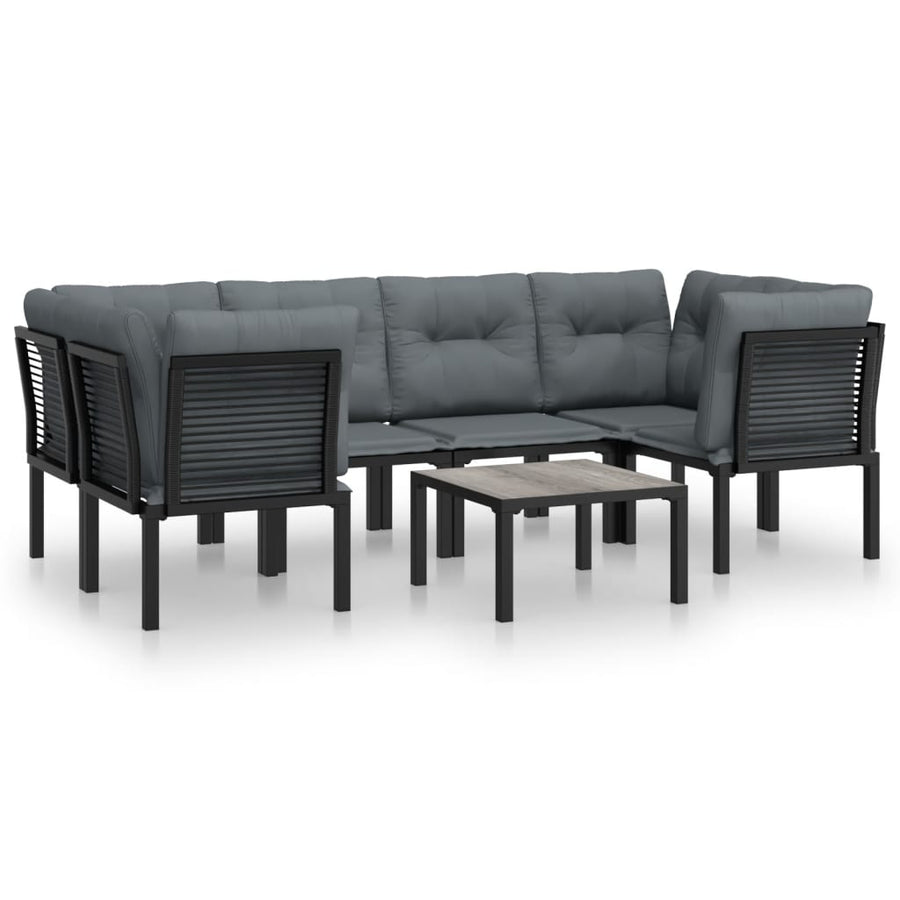 -Delige Loungeset Poly Rattan Zwart En Grijs 7