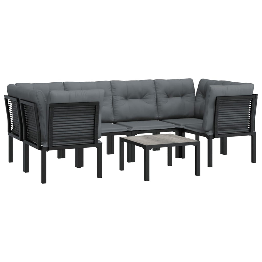 -Delige Loungeset Poly Rattan Zwart En Grijs 7