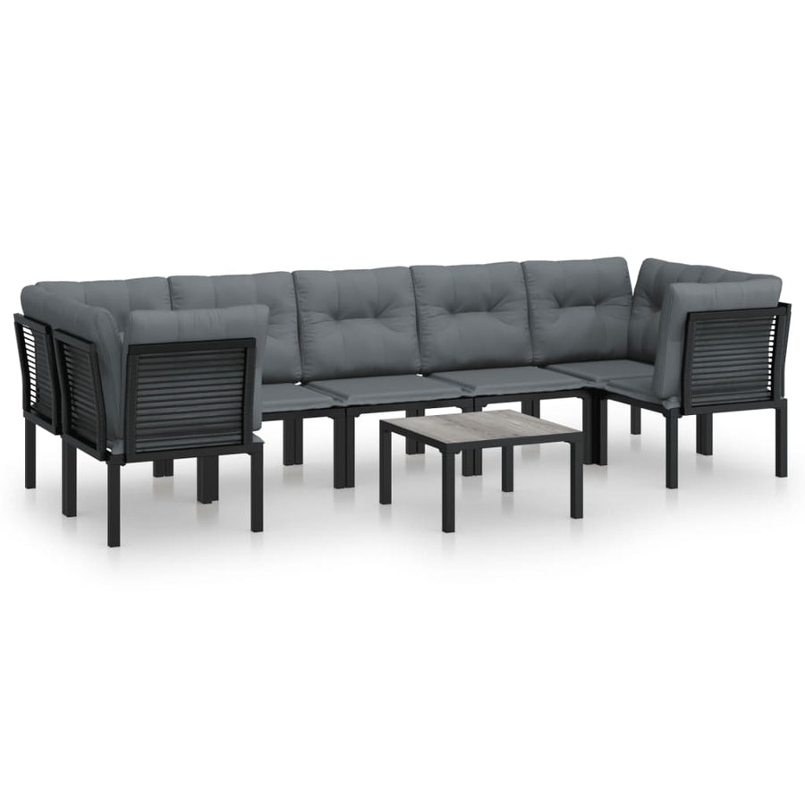 -Delige Loungeset Poly Rattan Zwart En Grijs 8