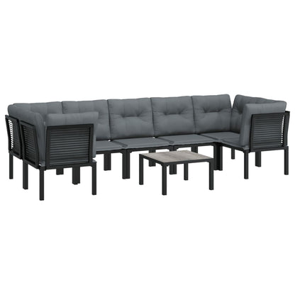 -Delige Loungeset Poly Rattan Zwart En Grijs 8