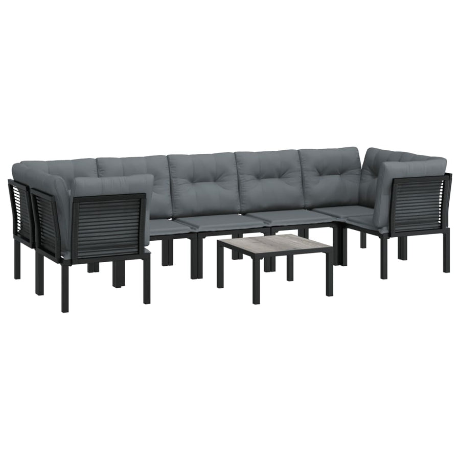 -Delige Loungeset Poly Rattan Zwart En Grijs 8