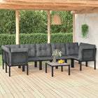 -Delige Loungeset Poly Rattan Zwart En Grijs 8